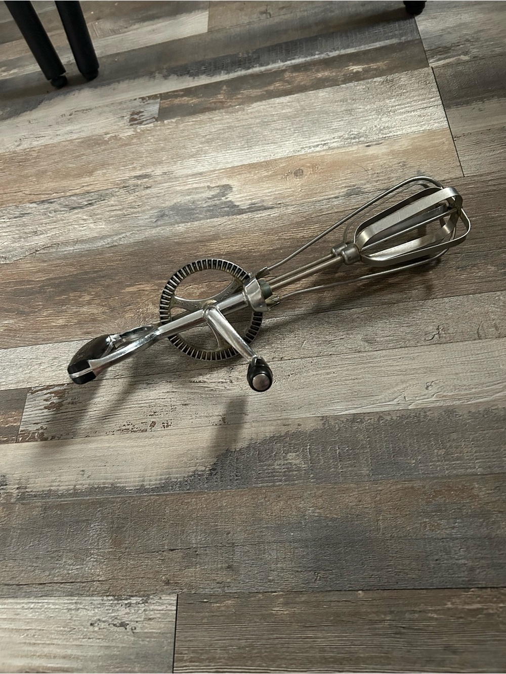 Vintage Silver Hand-Operated Egg Beater by Vintage
